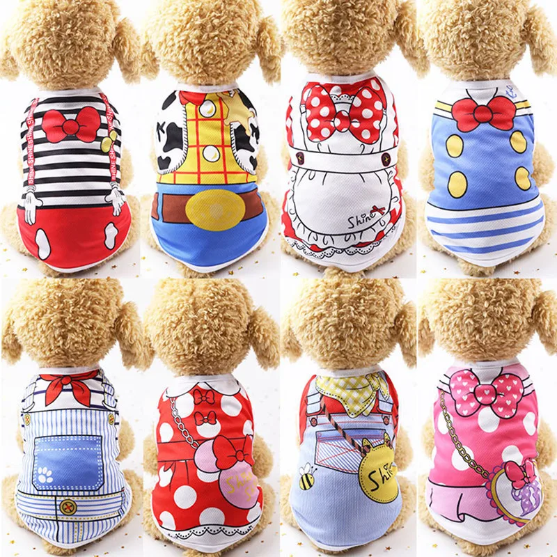 2024 Cartoon Puppy Dog Vest Shirt Summer Pet Clothes for Small Dogs Chihuahua Yorkshire  Shirts Dogs Pets Clothing Cat Outfit