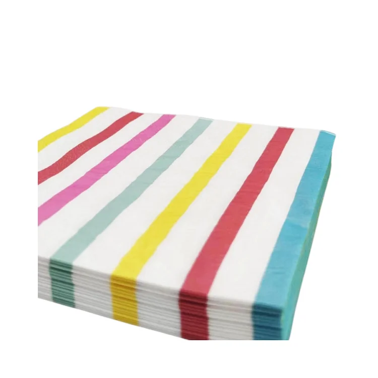 Factory Customized High Quality Stripe Party 33x33cm 2 Ply Printed Paper Napkins