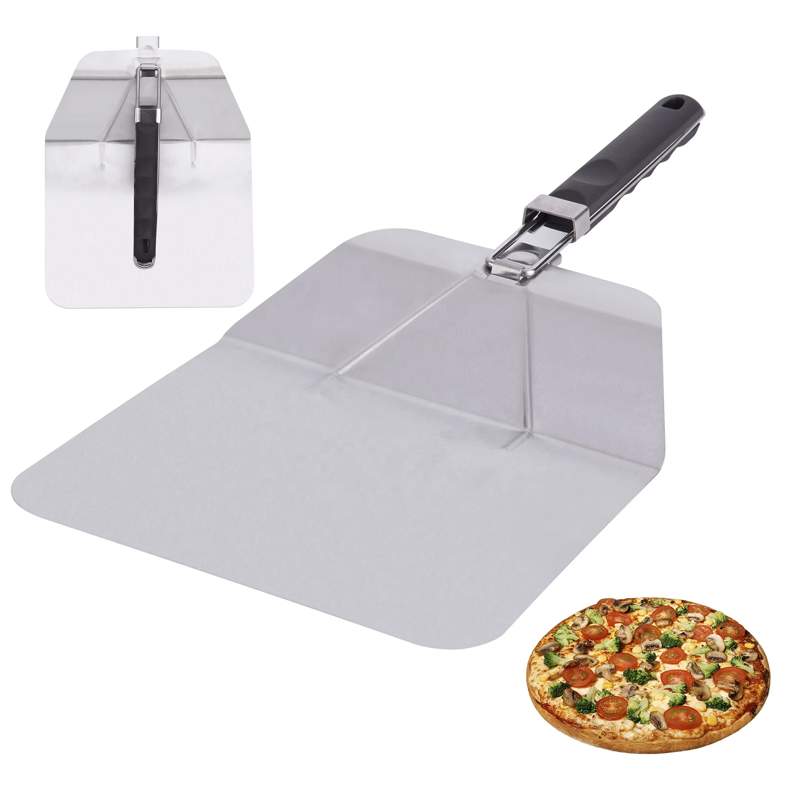 Pizza Turning Spatula, Pizza Peel Paddle with Foldable Large Handle, Heavy Duty Pizza Lifter (1700008005333)