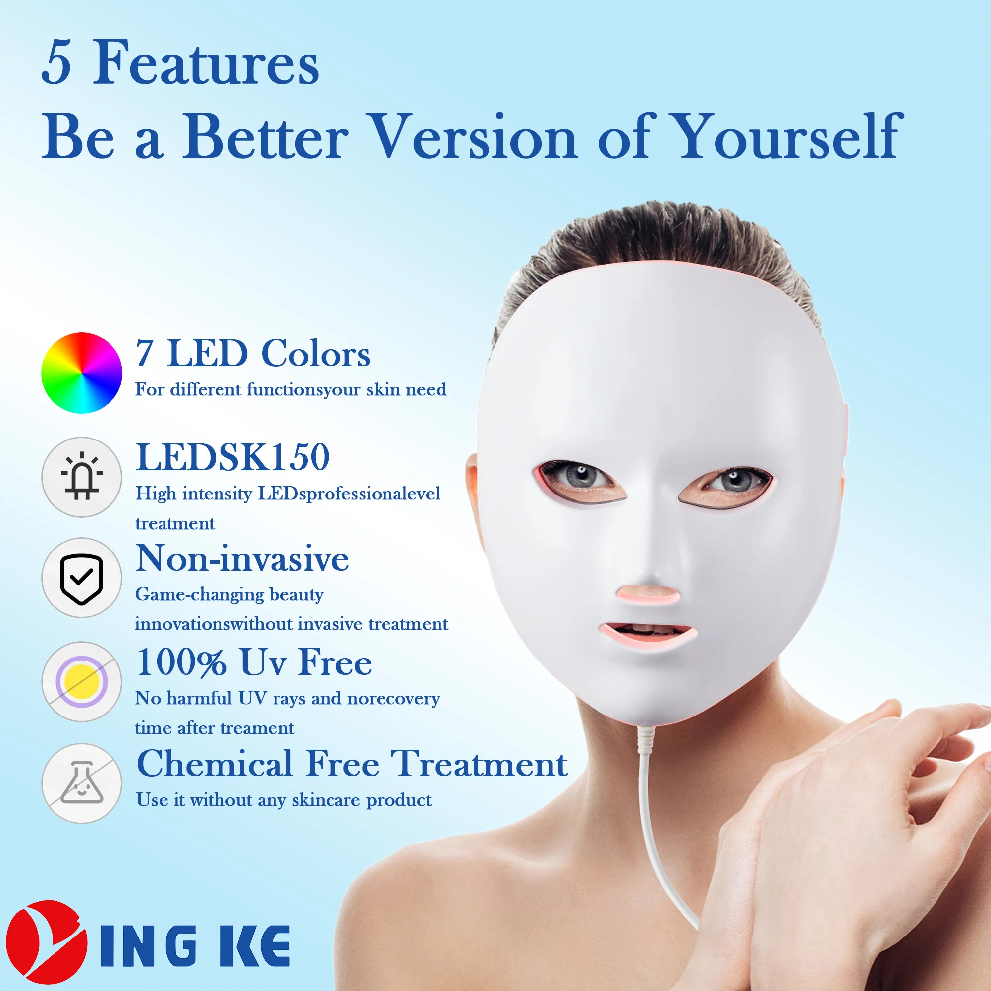 OEM ODM Beauty Machine 7 Colors LED Face Light Therapy Red Light Therapy for Face Photon LED Light Therapy Machine