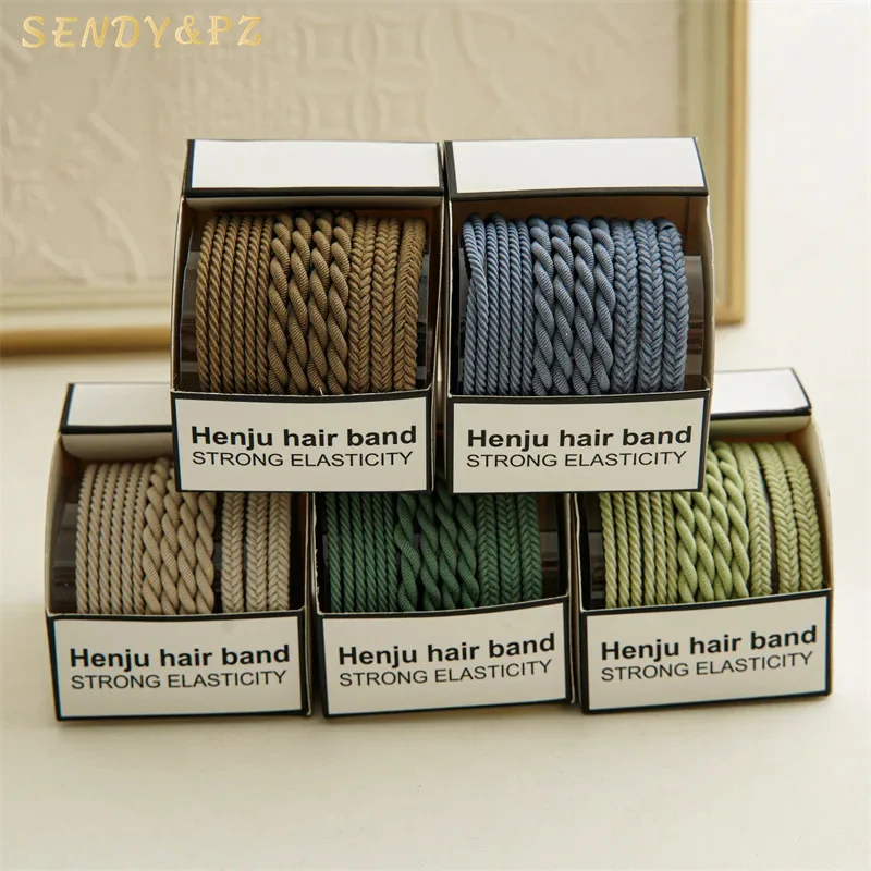 New wholesale fashionable ponytail holders 10pcs/box simple braided rubber bands for hair girls woman hair ring