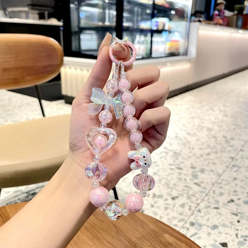New creative mobile phone case hanging decoration short mobile phone chain beaded hand chain luggage accessories wholesale