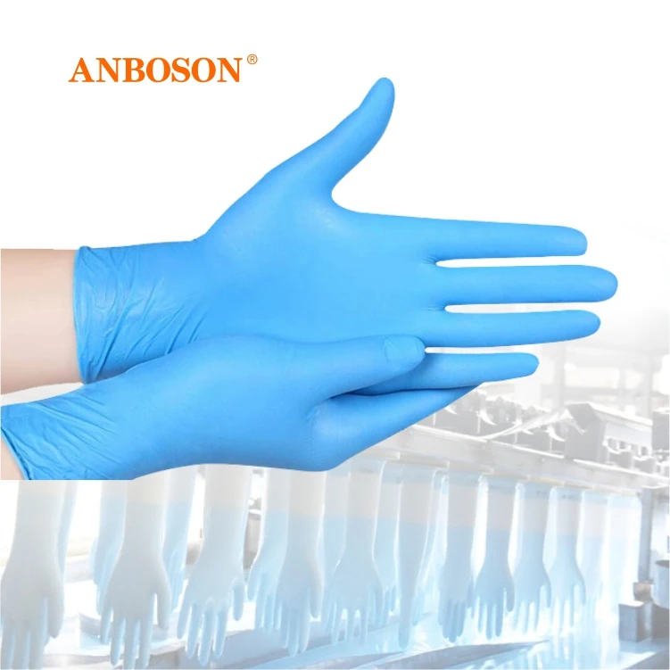 Anboson 100Pcs Clear Pure Blue Nitrile Gloves xs Disposable Hand Gloves Nitrile Blend Black Nitrile Madical Gloves
