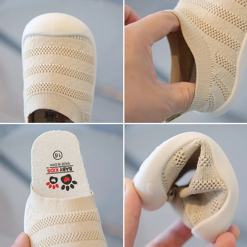 Spring Fall Toddlers Shoes Fly Woven Upper Mesh Shoes Stretch Knit Breathable Upper Low Top Baby Shoes Slip-Ons Bright Yellow