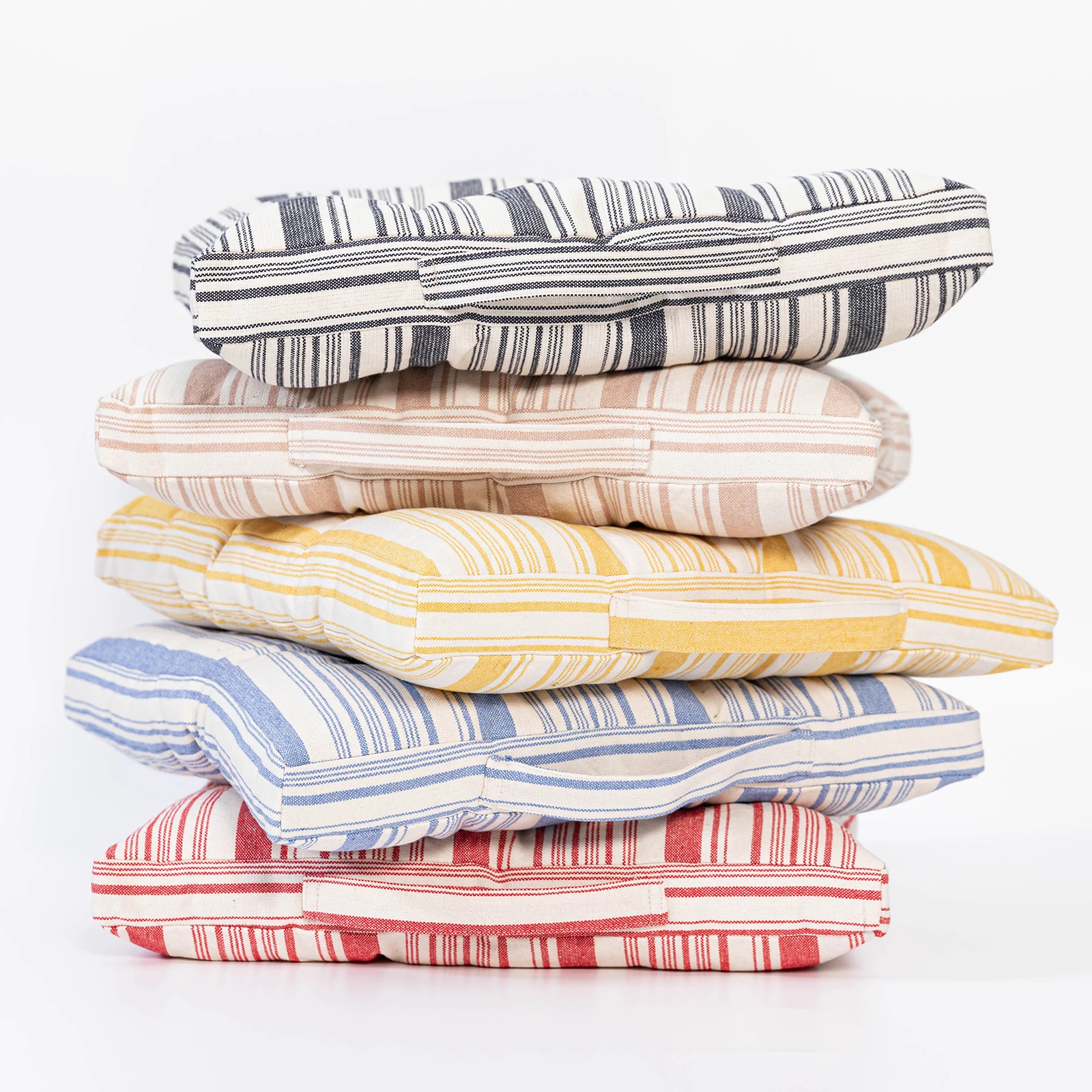 2022 Latest Strip Printing Design Skin Friendly Soft Square Chair Back Cushion Cotton Seat Pillow Cushion with Handle