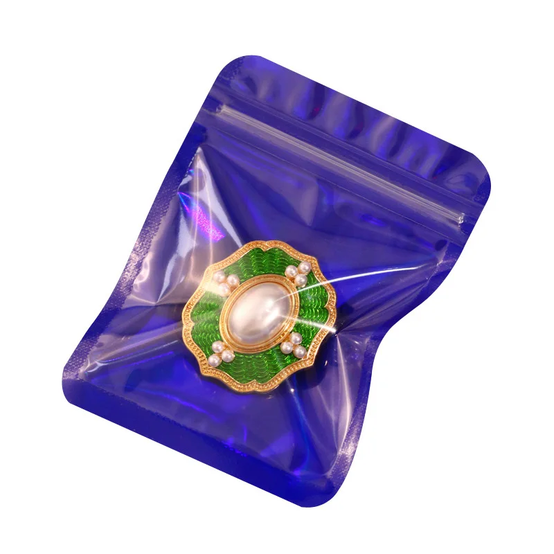 In stock transparent Resealable holographic pink zip bag for Jewelry