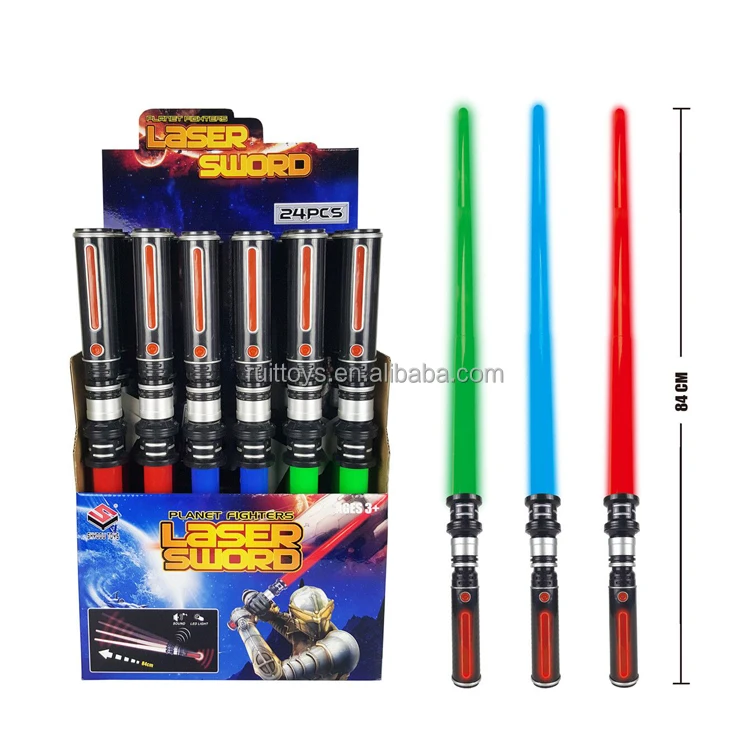 Kids War Fighting Warrior Plastic Light Up Toys Led Flashing Swords Planet Fighters Laser Sword