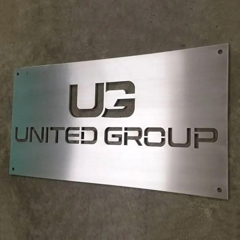 Custom Metal Signs Reception Lobby Wall Logo Commercial Residential Brushed Finish Aluminum Cut outs Signage