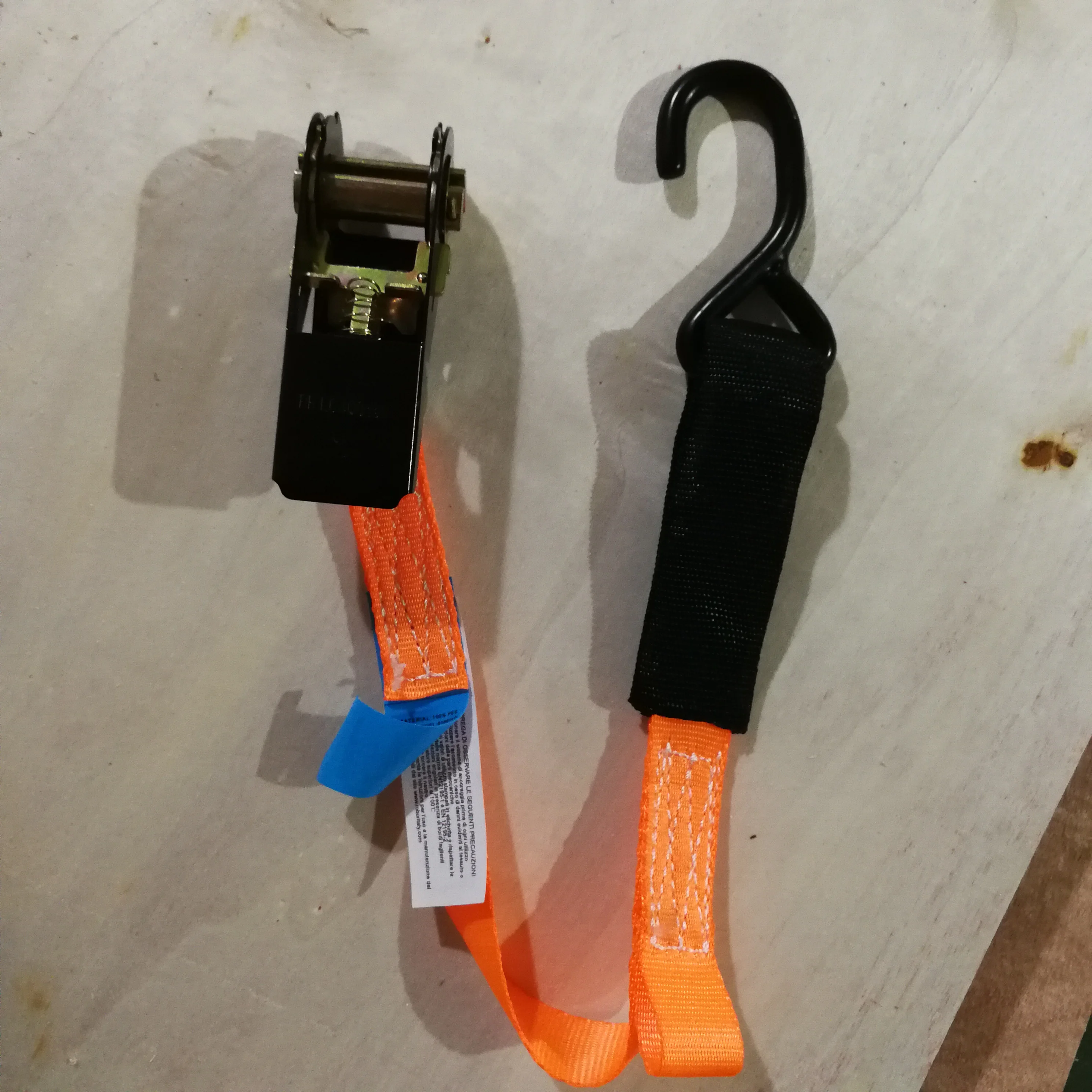 1 inch 25mm zinc alloy cam buckle polyester tie down belt with S lashing metal hooks