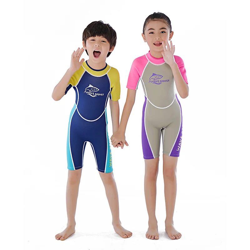 Modern High Standard Durable Style Neoprene Kids Full Wetsuit Children Back Zip For Swimming Diving