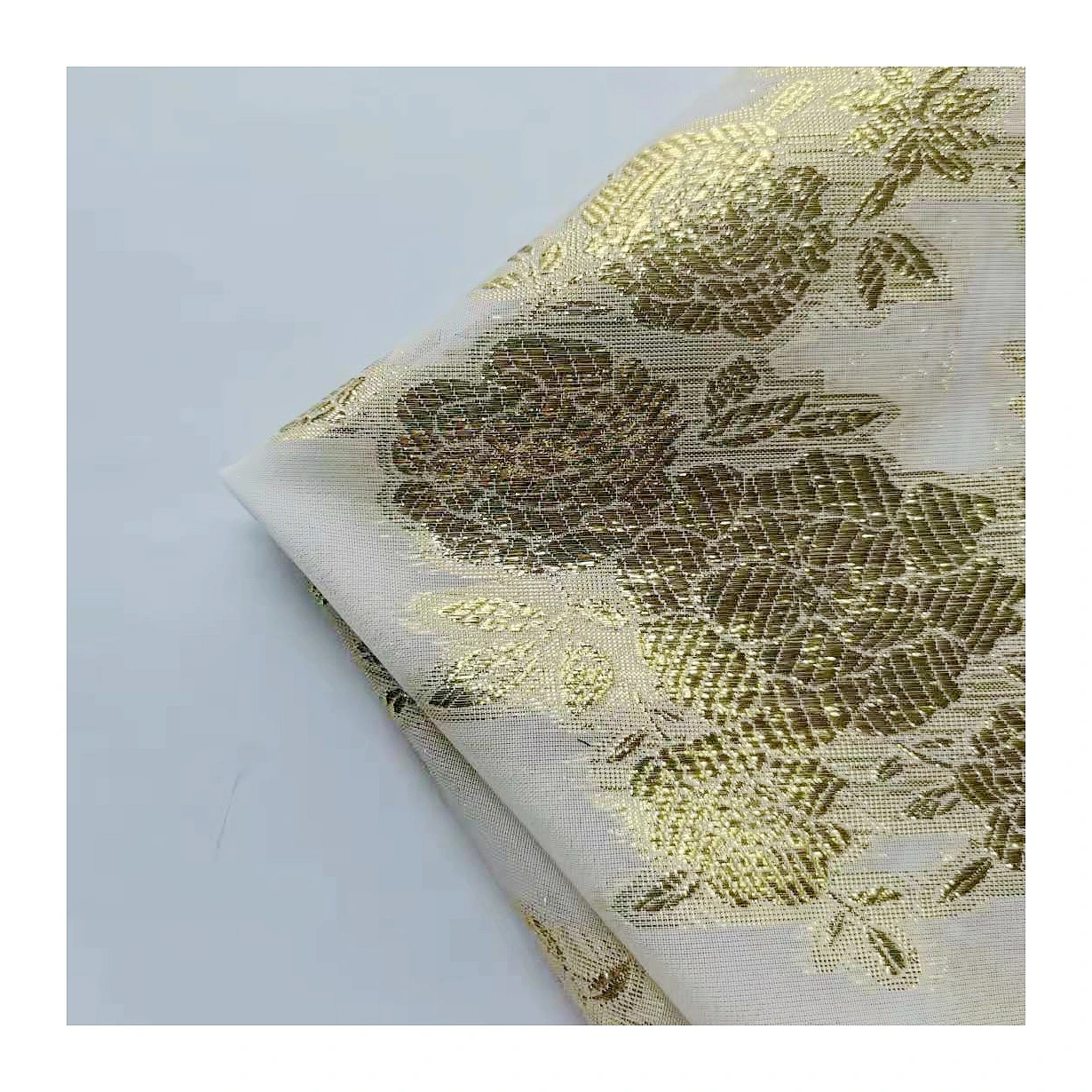 Wholesale High Quality Gold Metallic Lurex Floral Jacquard Fabric Polyester Chiffon Manufacturer Voile Fabric For Dress Blouse