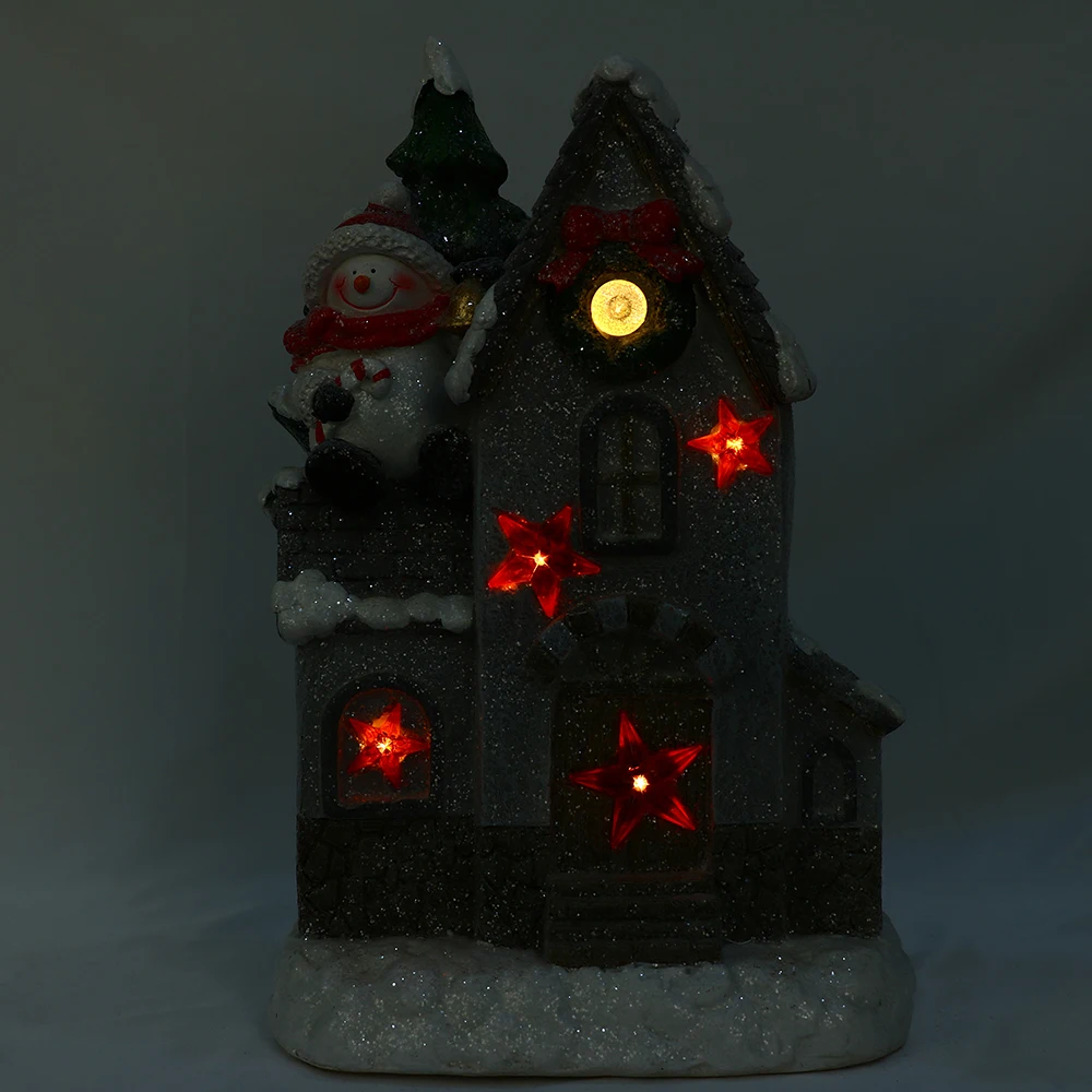 Christmas  Ceramic House Ornaments LED Lights Festival Decorations Living room Home Decor Cone House Xmas Light House Gift