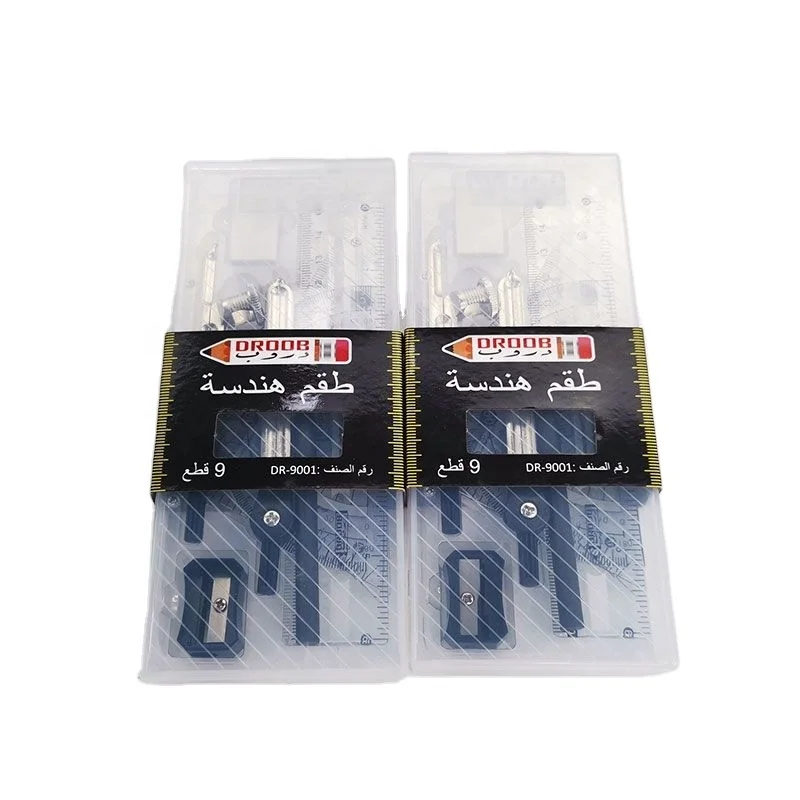 plastic material stationery math set , plastic material geometric box rulers set