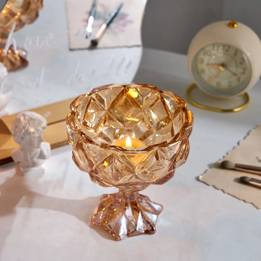 Creative romantic wedding candle jar glass crystal candle holder jewelry ornaments