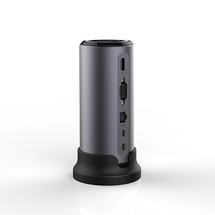 Pulwtop 12 in 1 Multi USB Ports C Adapter SD TF Card Reader USB Dock with Stand