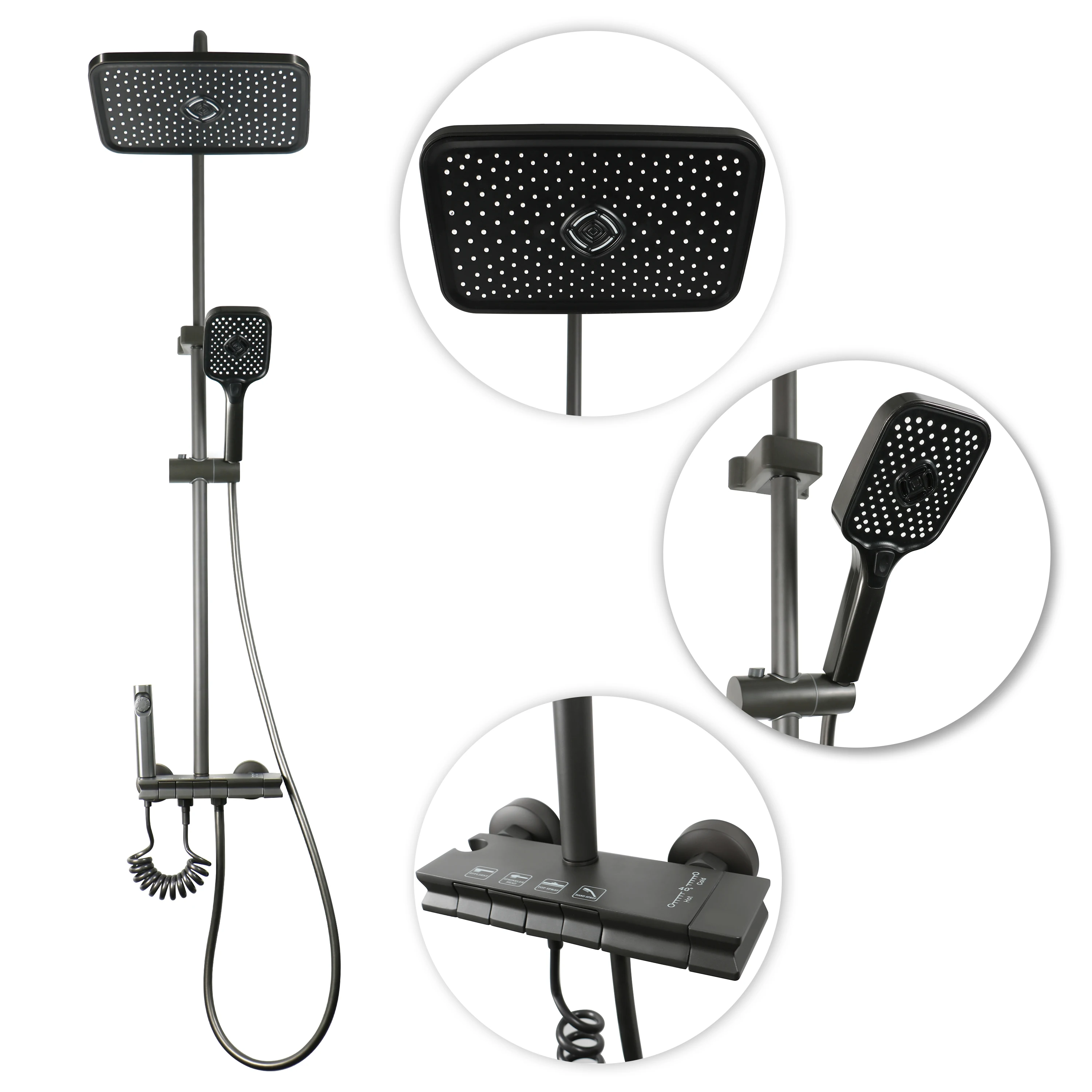 2024 Piano Shower Set Faucets Mixers & Taps Hot Cold Water Thermostat Shower Set Valve Brass Shower Faucet Set