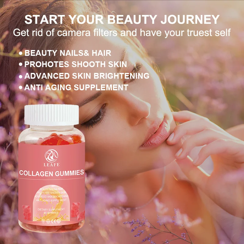 Hydrolized Collagen  Capsules Tablets Anti Aging Supplement Candy White Collagen Prohotes Shooth Skin Collagen Gummie