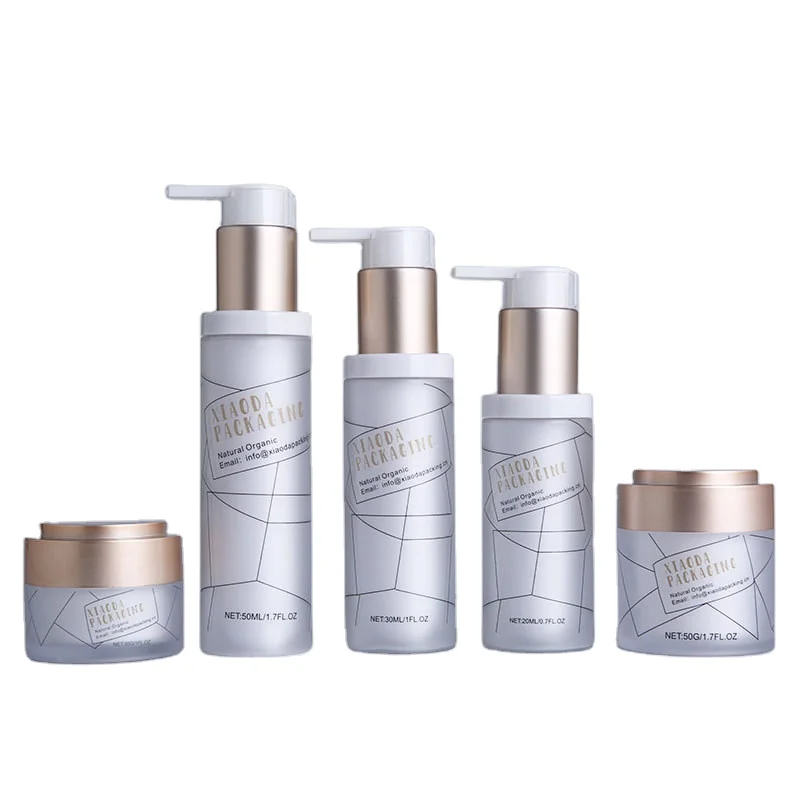 30 50g face cream jar 20 30 50ml frosted transparent emulsion cosmetic sub package pump skin care pet plastic lotion bottle set