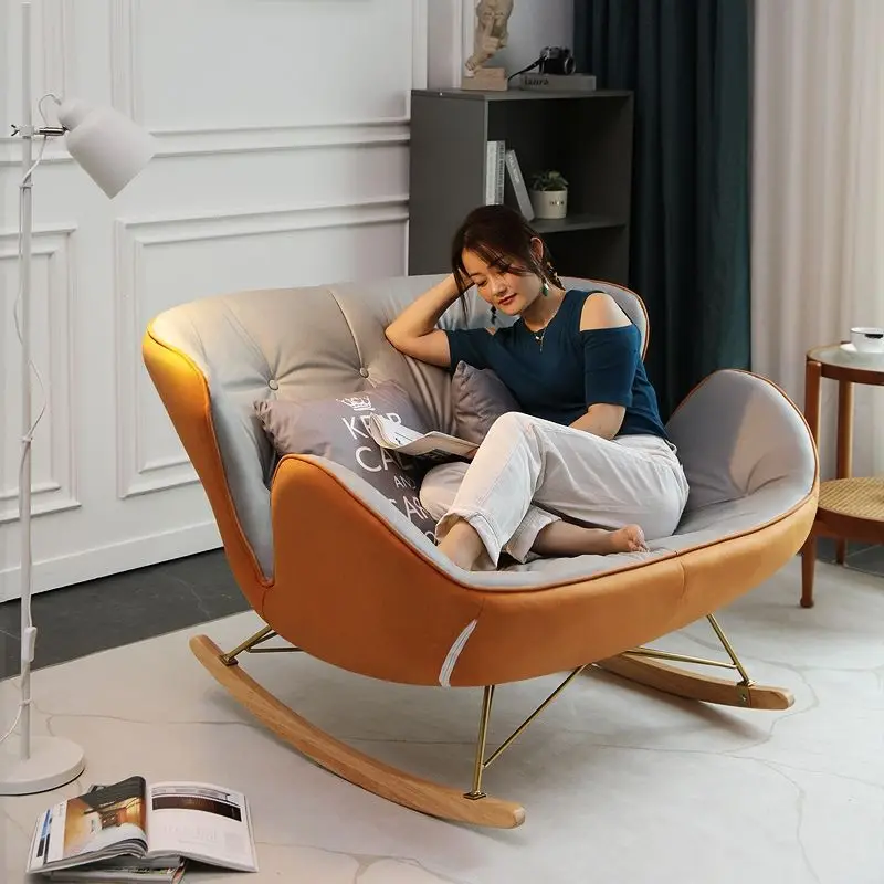 Nordic two person rocking chair lazy sofa living room balcony garden rocking chair office lunch lounge chair