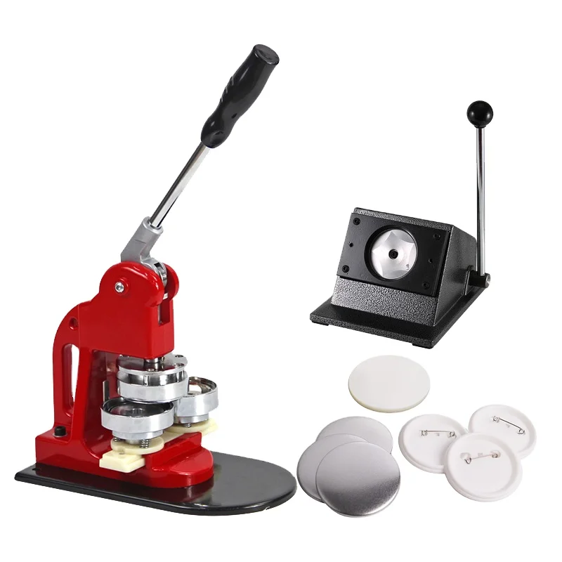 Badge Making Machine + Metal Paper Cutter + 100 Plastic Blank Badge Buttons