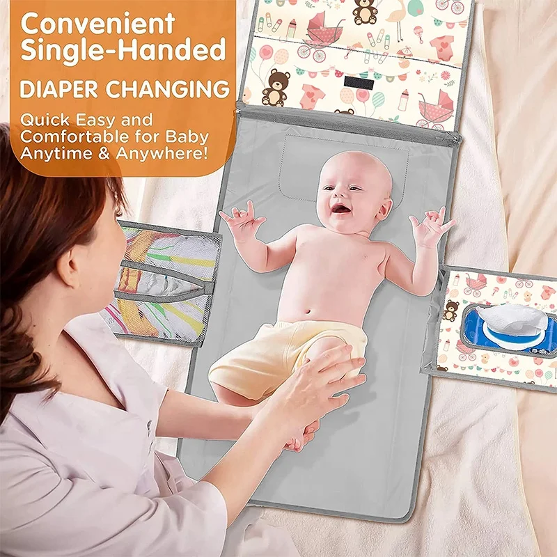 Golden Supplier Diaper Bags Stroller Organizer, Custom Wholesale Price Cartoon Diaper Caddy, Portable Changing Pad Baby