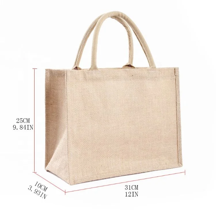 Customized Printed Logo Grocery Manufacturer Flat Bottom Shopping Used Jute Bags