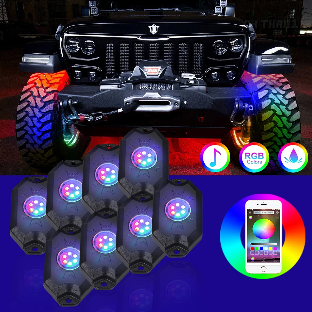 Светящиеся аксессуары для грузовиков RGBW rock light 12 подставок 9 Вт светодиодный rock light для внедорожника RZR UTV ATV