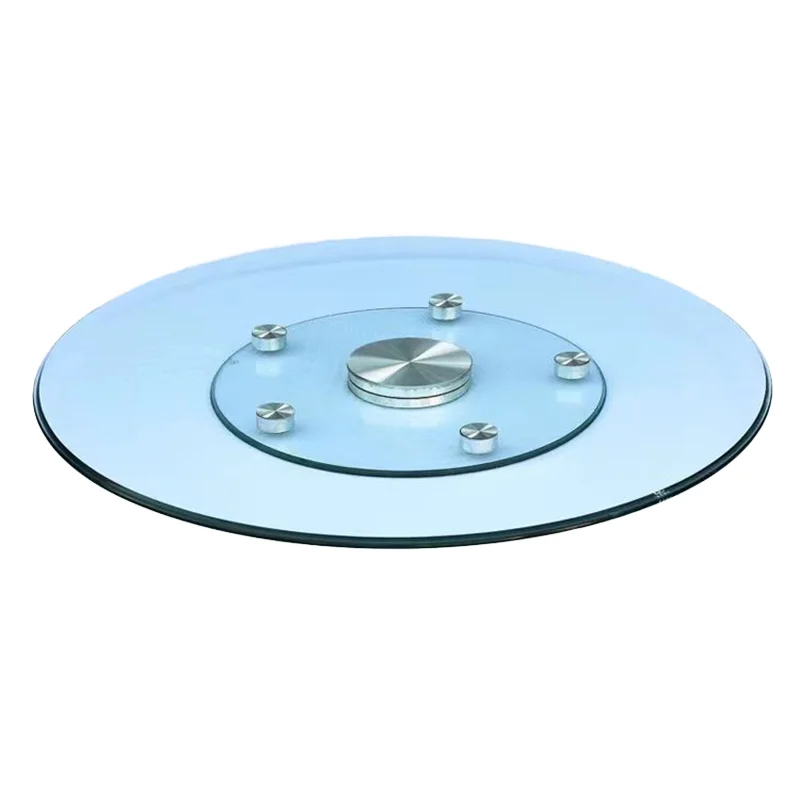 Clear Tempered Glass Lazy Susan Turntable for Dining Table Aluminum Alloy Bearing Kitchen Glass Table Turntable