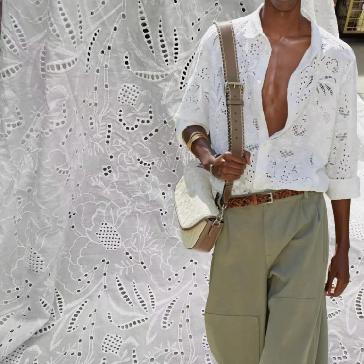 wholesale fancy white lace fabric for man clothing,embroidery cotton lace fabrics lace manufacturers