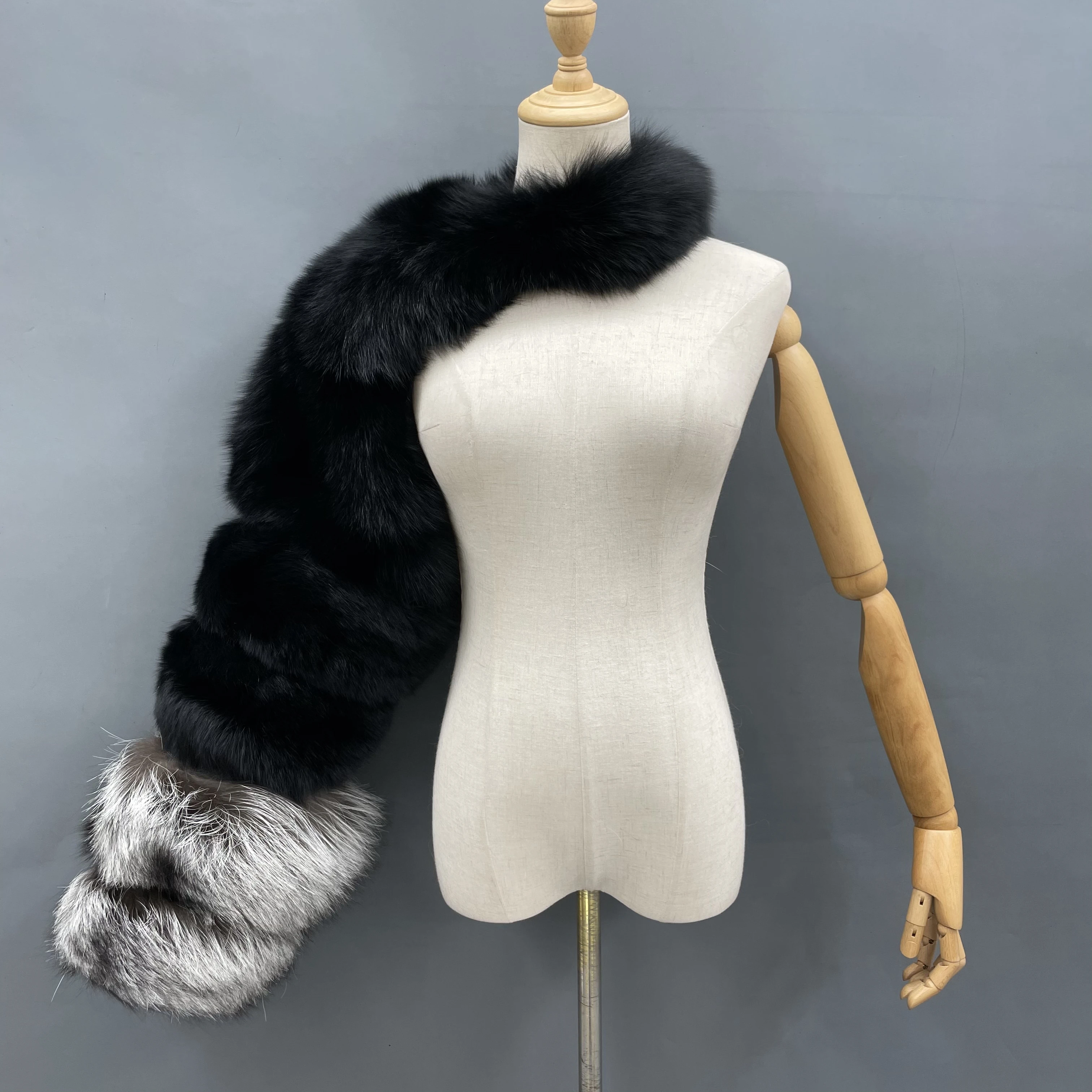 New popular unique design 2 tone fox fur color combo Arm Fox fur Sleeve