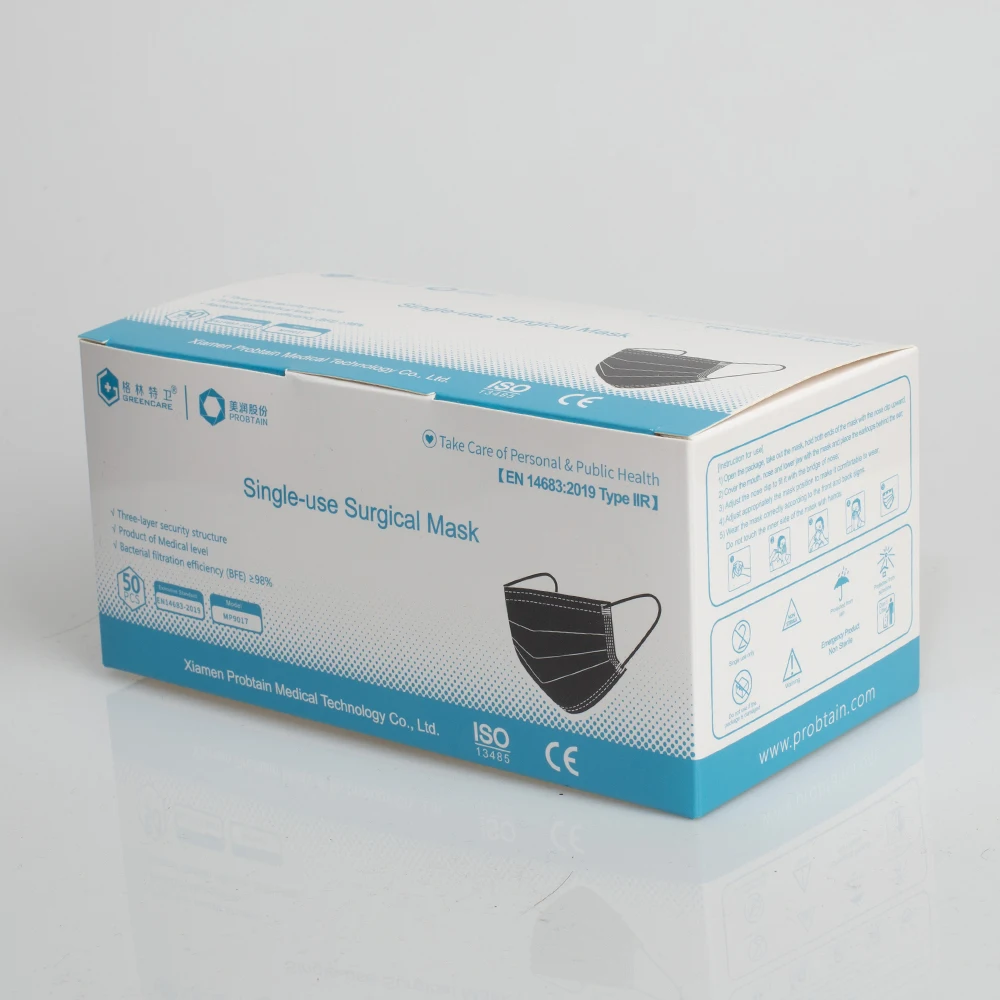 Медицинская пользовательская одноразовая хирургическая маска для черного лица