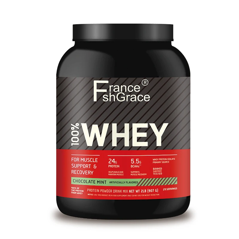 Private Label OEM 2lb Wholesale Organic Protein Powder Supplement Weight Gain Vegan Chocolate Mint Flavor Whey Protein Powder