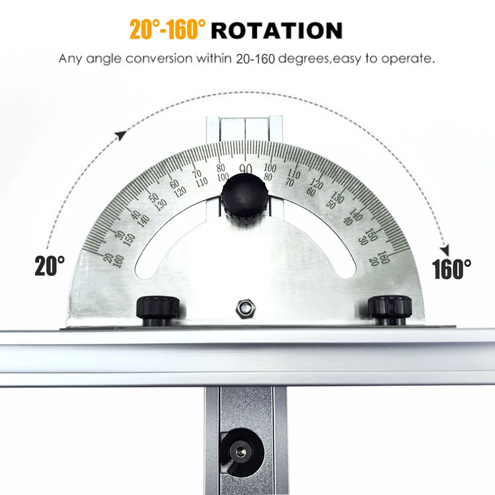 Woodworking Table Saw Angle Ruler Miter Gauge Guide W/ 250mm Fence Carpenter Push Band Saw Inverted Adjustable Angle Gauge