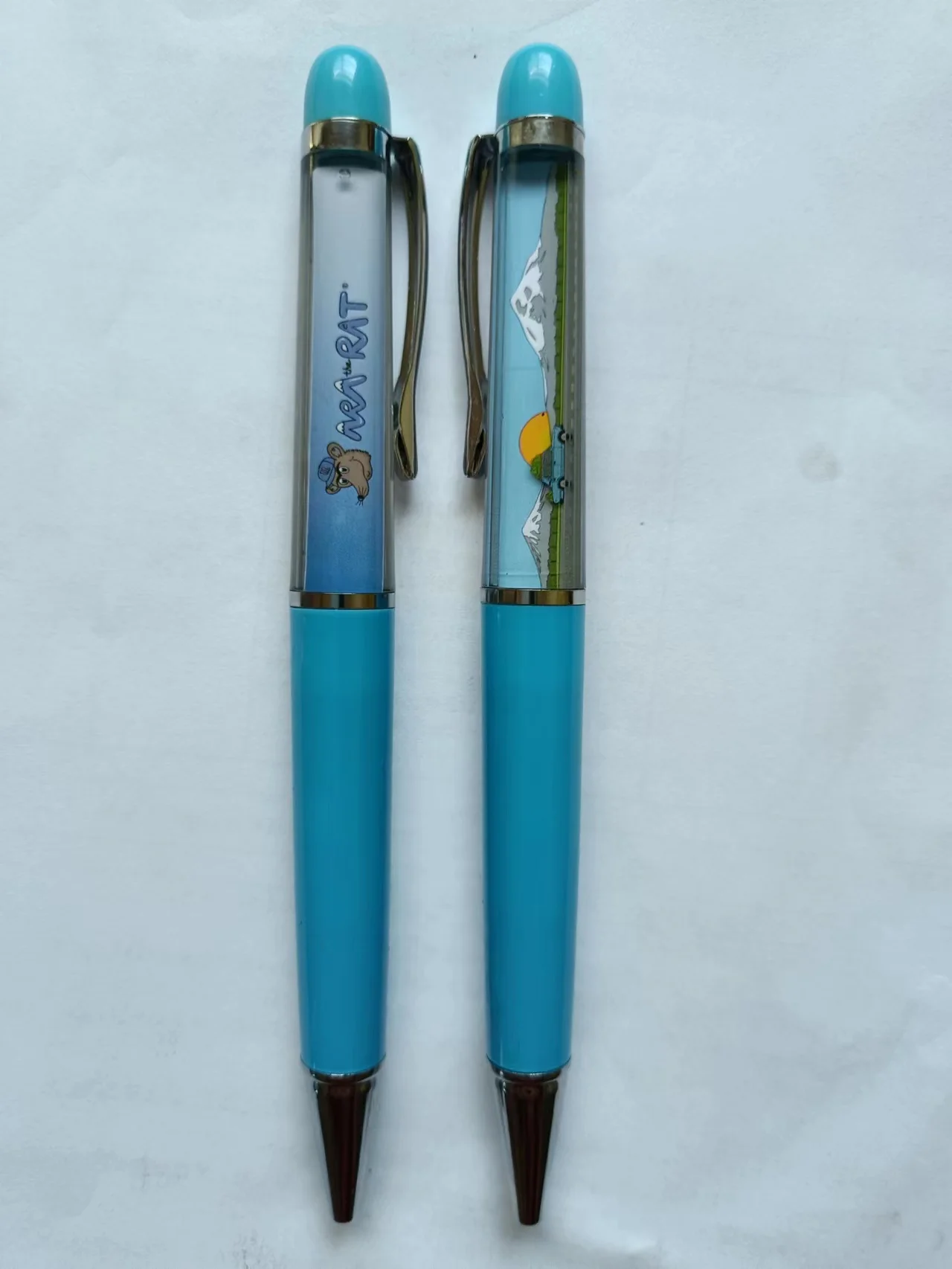 upper barrel with pvc DIY custom company logo oil promotional glitter liquid floating pen