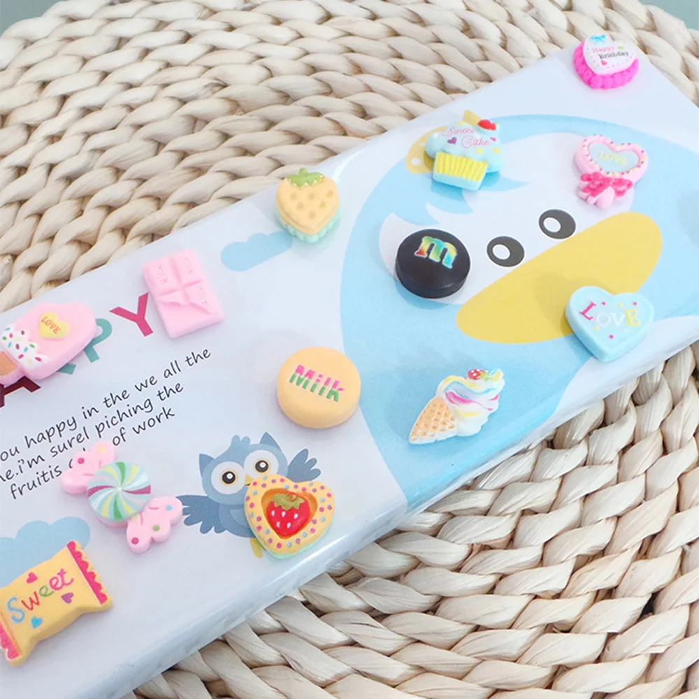 LDD120 Slime Charms Cute Assorted Fruits Candy Sweets Flatback Resin Cabochons For Craft