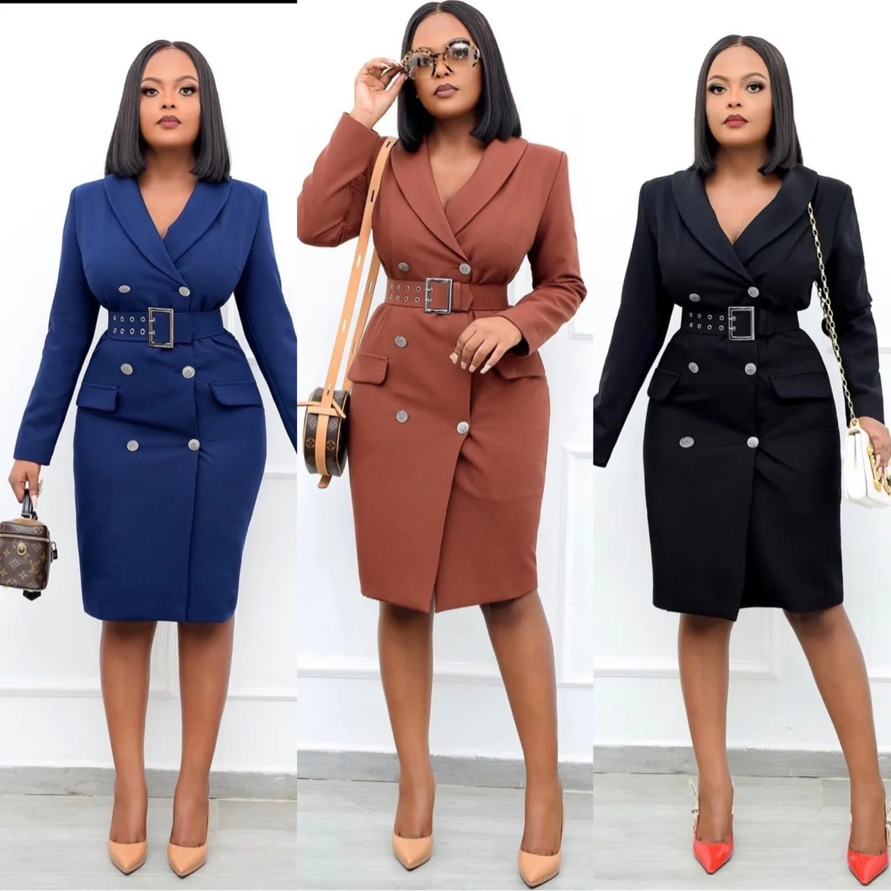 Luxury Clothing Ladies Business Dress Long Sleeve Short Office Wear Casual Women Formal Blazer Dresses