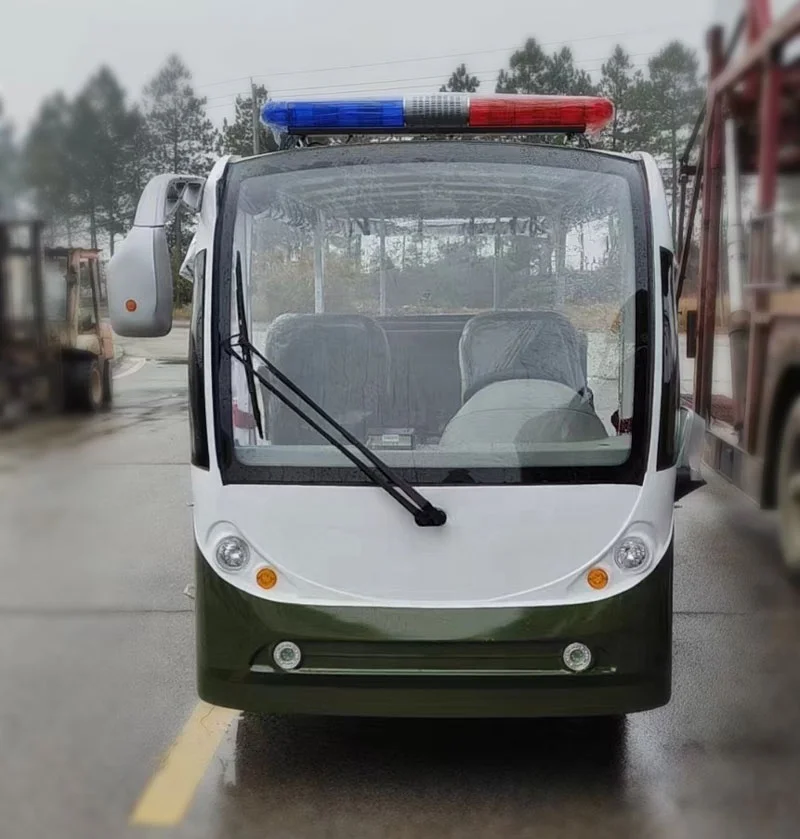 2023 new arrival electric sightseeing bus 14 seaters low speed shuttle bus with warning signal light
