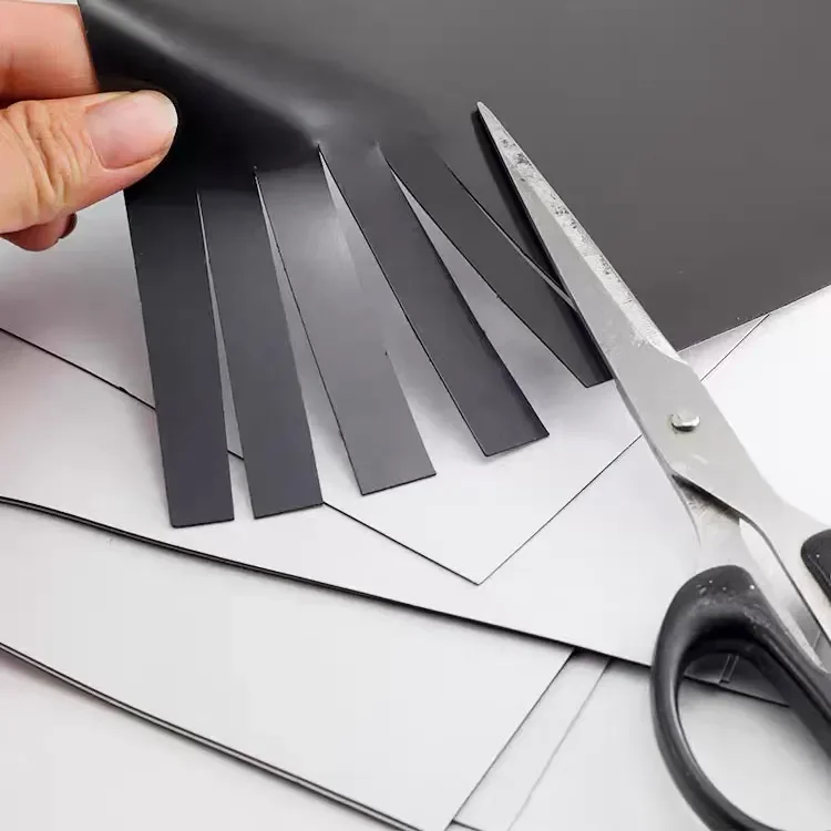 Flexible magnetic strip refrigerator sticker material sheet roll rubber self-adhesive strong magnetic high quality factory