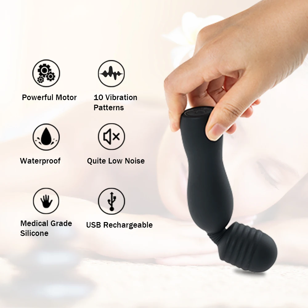 10 speed silicone waterproof rechargeable personal female av mini small magic handheld wand massager vibrador sex toy for women
