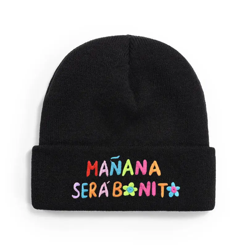 2023 Wholesale New Style Autumn and Winter Multicolor Embroidery knitted Hat Manana Sera Binito Karol G Hat