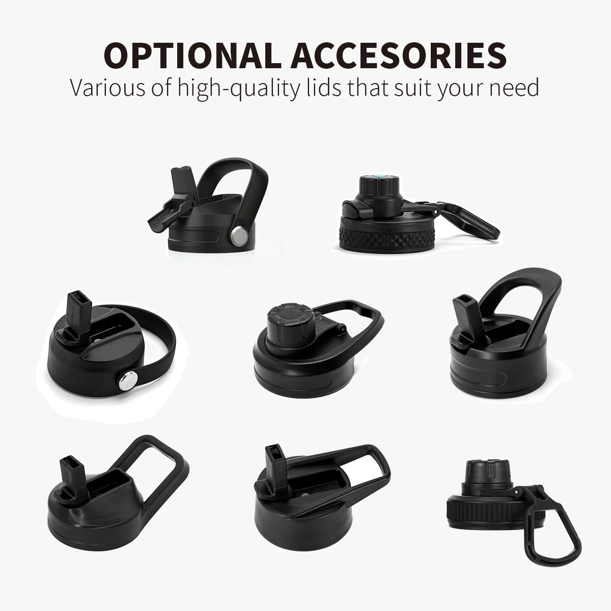 Customized 3 Lids Stainless Steel Vacuum Flask Water Bottle Insulated Sports Bottle