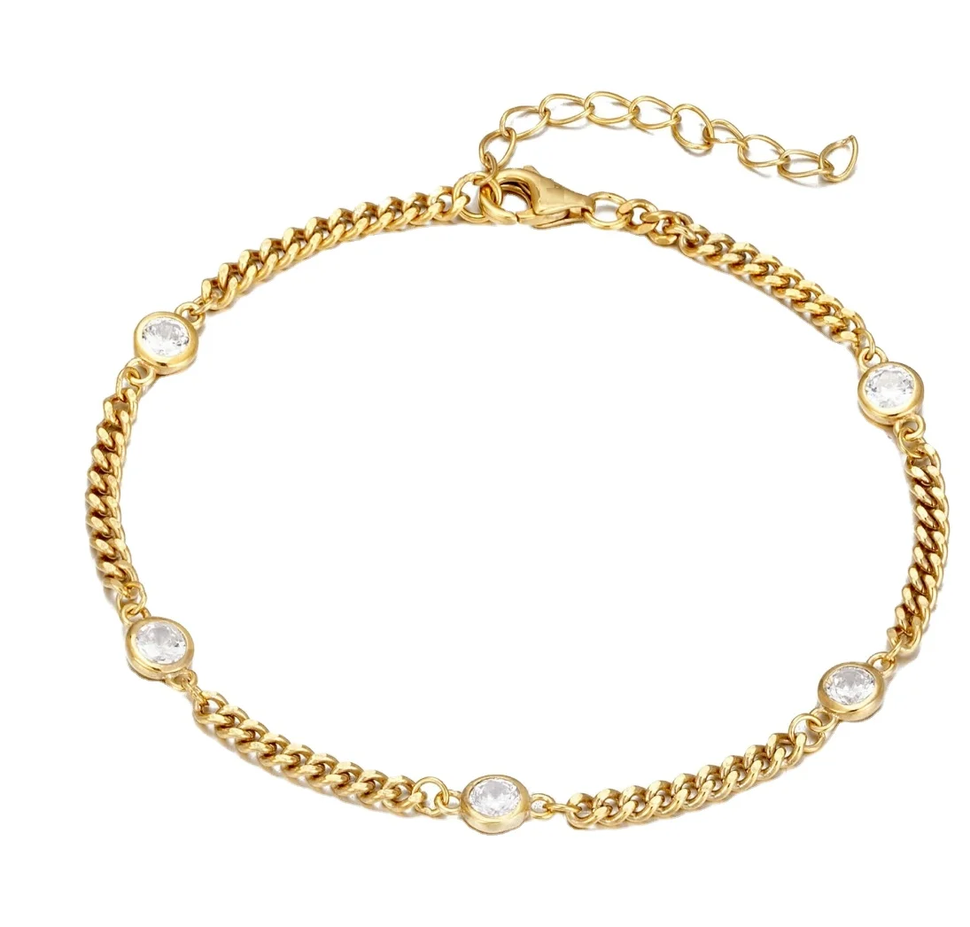 Custom 925 sterling silver women bracelet ,18k gold plated Jewerly adjustable size bracelet for women with CZ
