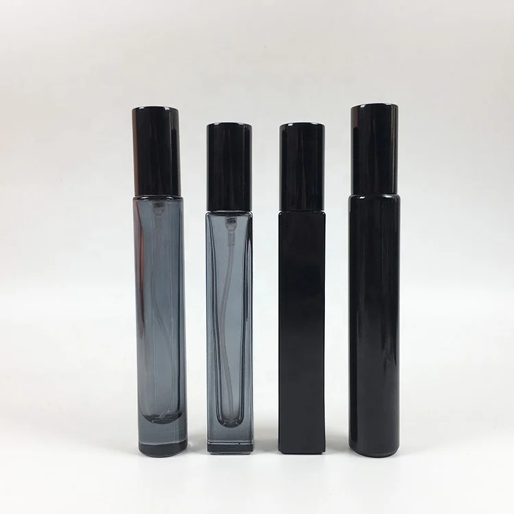 pocket size thin square black perfume bottle empty perfume bottles sample 10 ml perfume spray bottle with black cover
