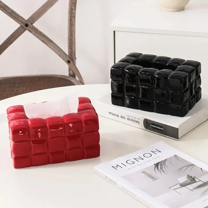 2024 Homeware Products Customized Creative  Ceramic Tissue Box Table Car Napkin Holder Luxury Cover Tissue Box