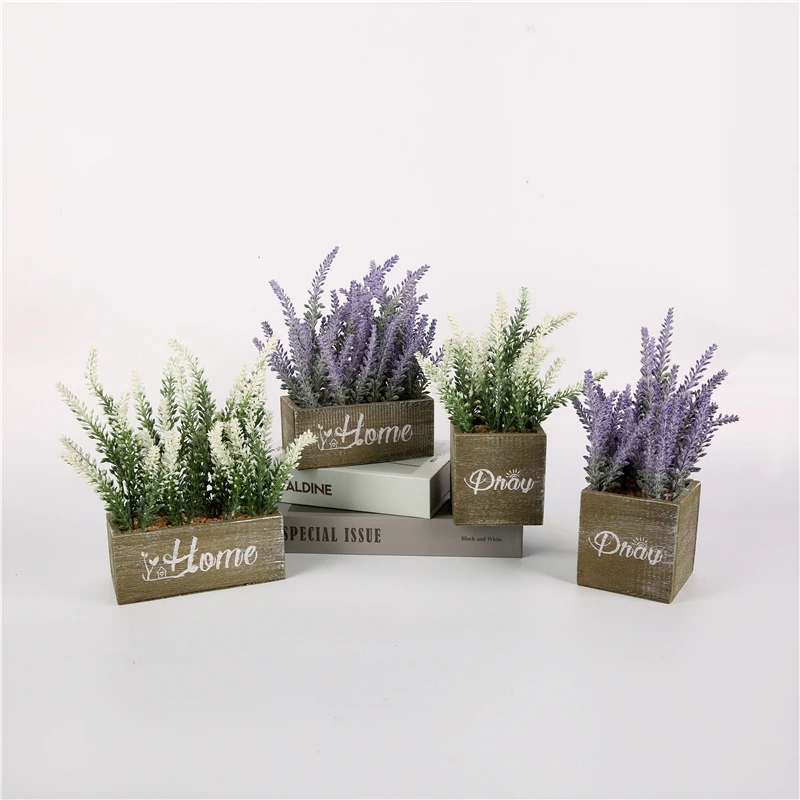 Indoor Bonsai Plastic Plant Pot Home Decoration Artificial Mini Potted Flowers Plant Lavender