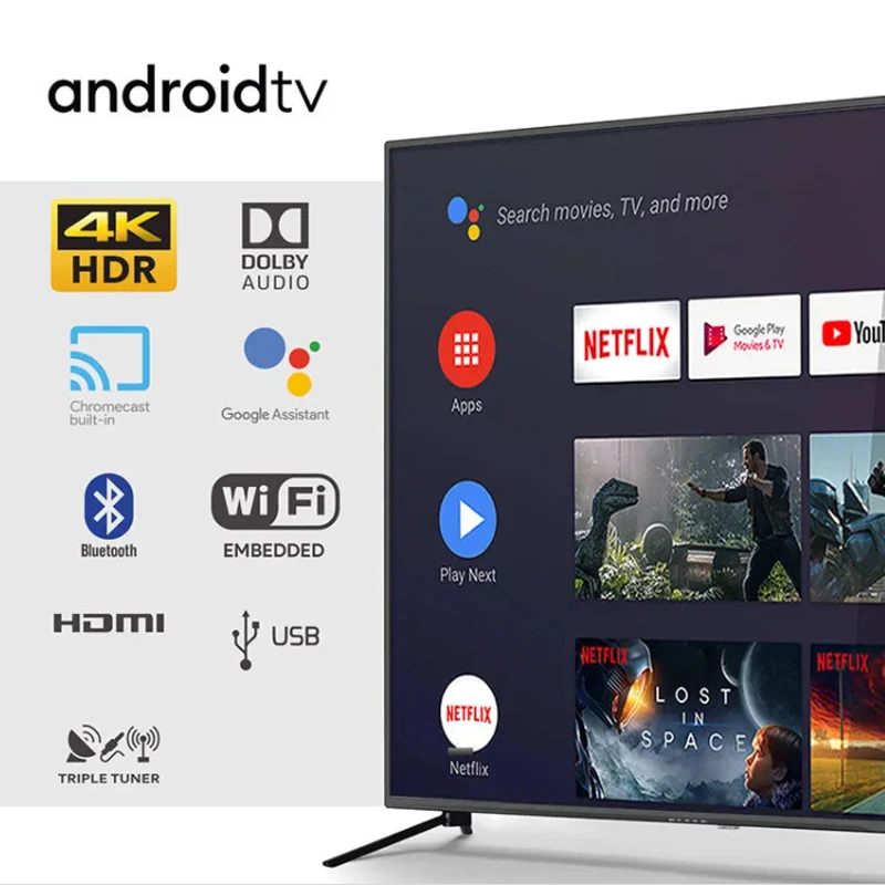 Телевизор 4k smart tv 32 43 50 55 65 дюймов безрамочный android led tv