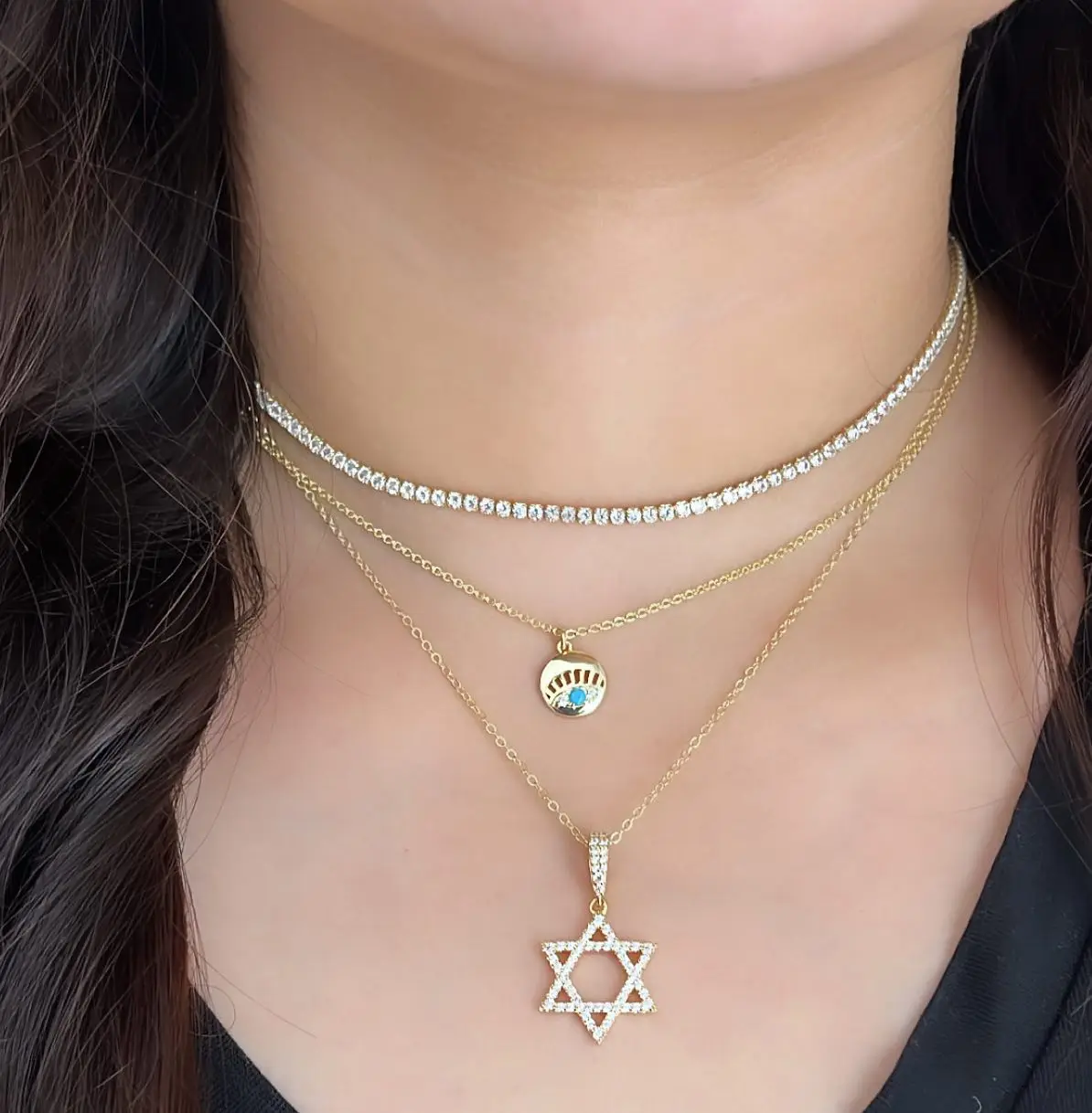 Trendy Women Jewellery CZ Jewelry 14K Gold Plated Rhodium Isreal Sterling Silver 925  Star Of David Ring