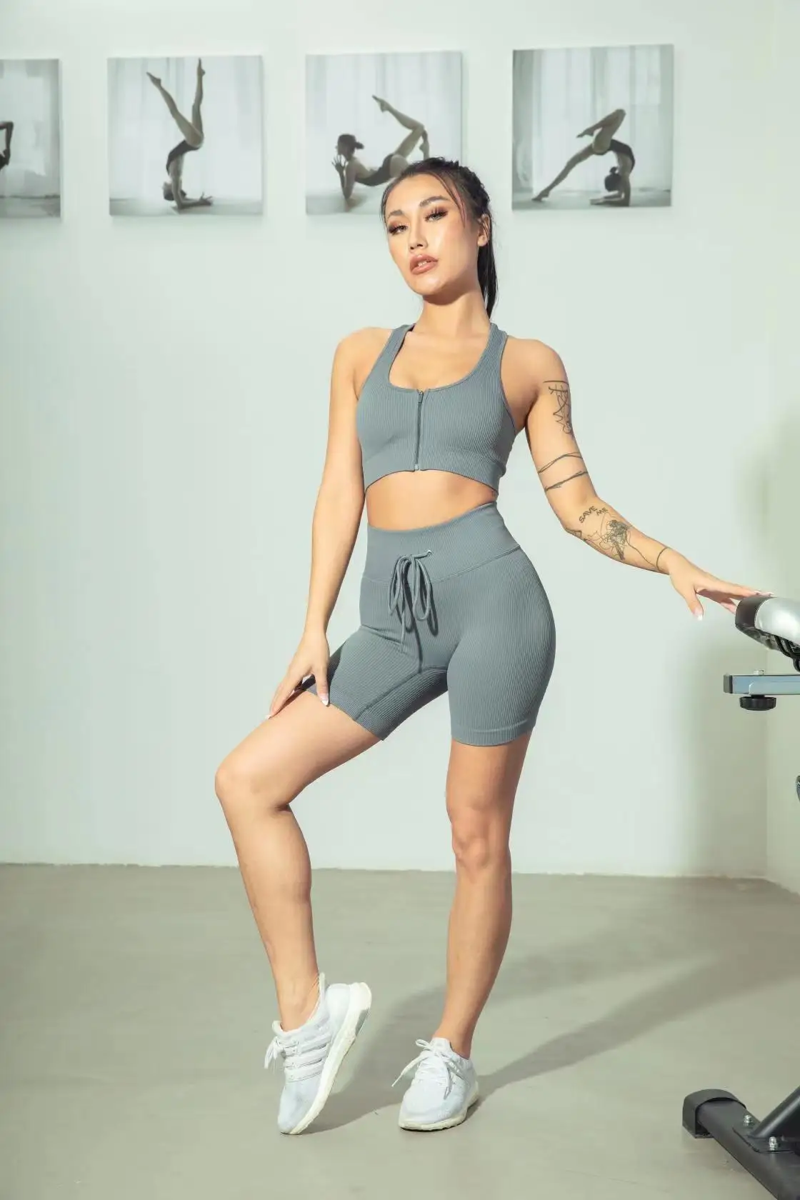 Seamless Candy Color Sports Bra Girls Fitness Apparel Clothing Gym Ribbed Yoga Half Pants Women Yoga Set