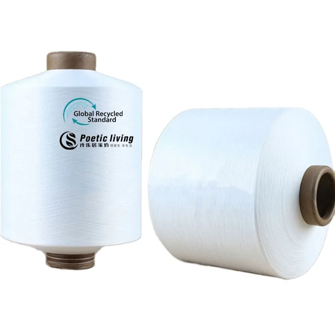 
twist DTY raw white recycled polyester filament yarn with low stretch 