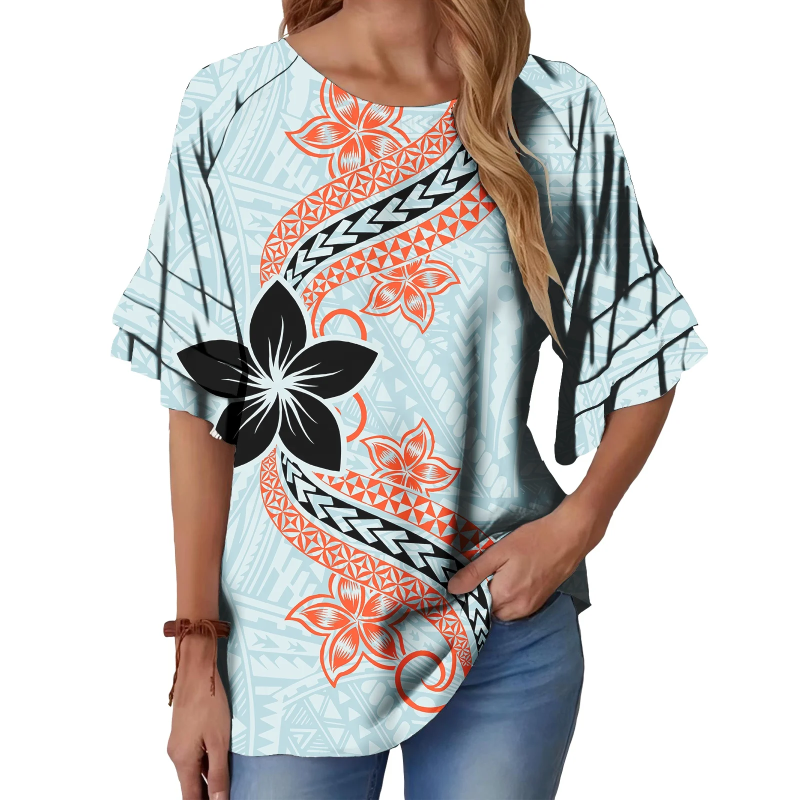 Customized On Demand Polynesian Samoa shirt Polynesian traditional tribal printing custom luxury shirt retro Short Sleeve top